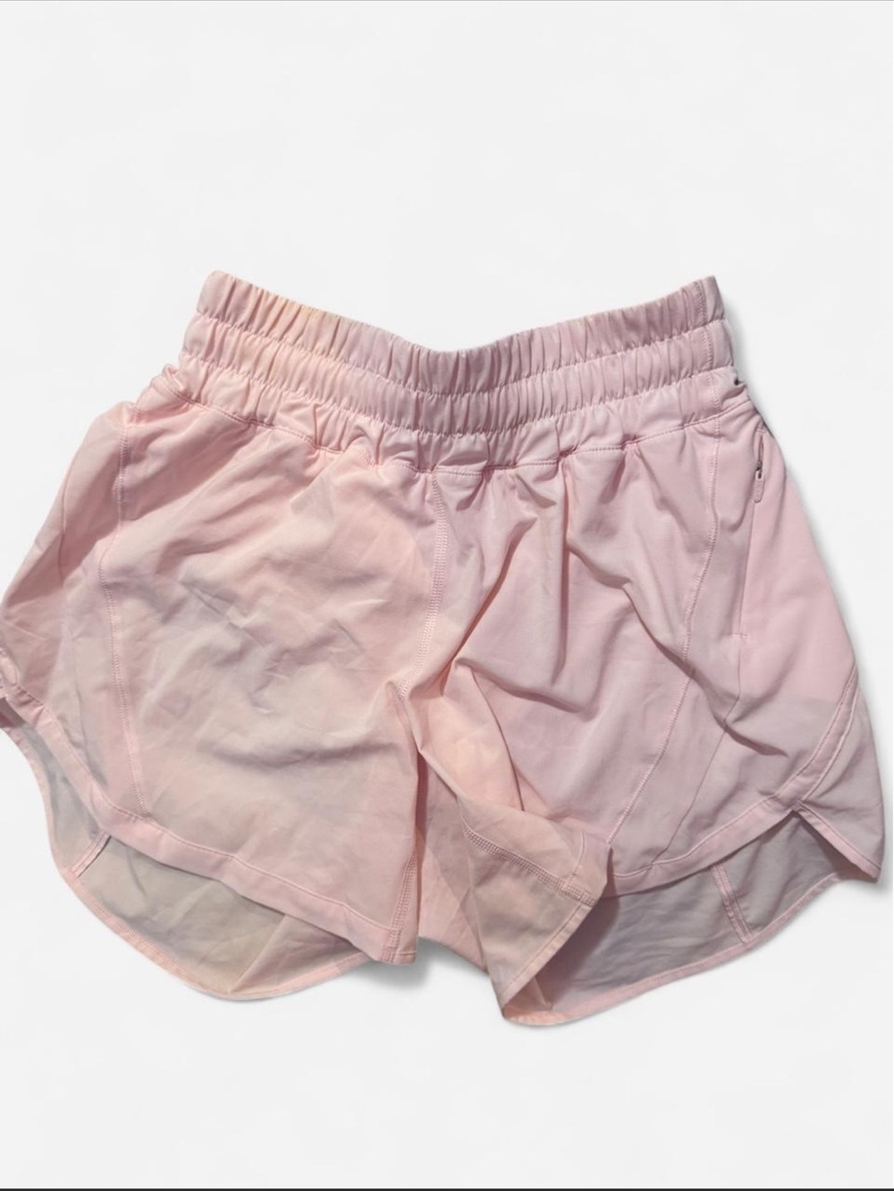 Lululemon Light Pink “Track That” High- Rise Lined Shorts